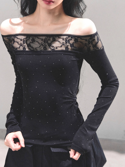 "空白的余温" Winter Poise Knit Polo Top - Black