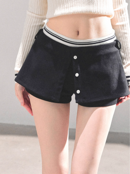 韩女 “Soft Frame” A-Line Skort - BLACK