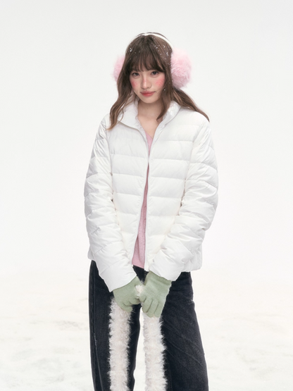 Basic-Warm 2.0 Graphene Ribbed Goose Down Jacket – White SJ2025323