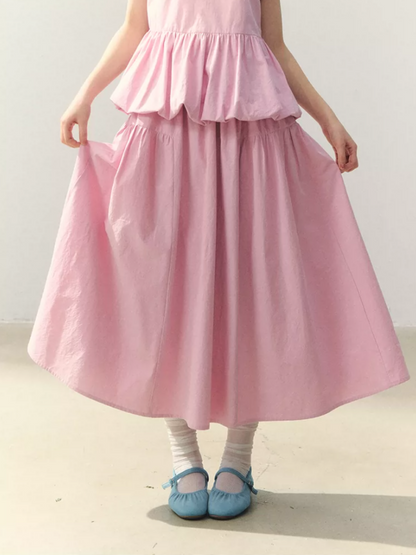 "Raspberry Bloom Letter" Sleeveless Top & Bubble Skirt Set SJ2026018