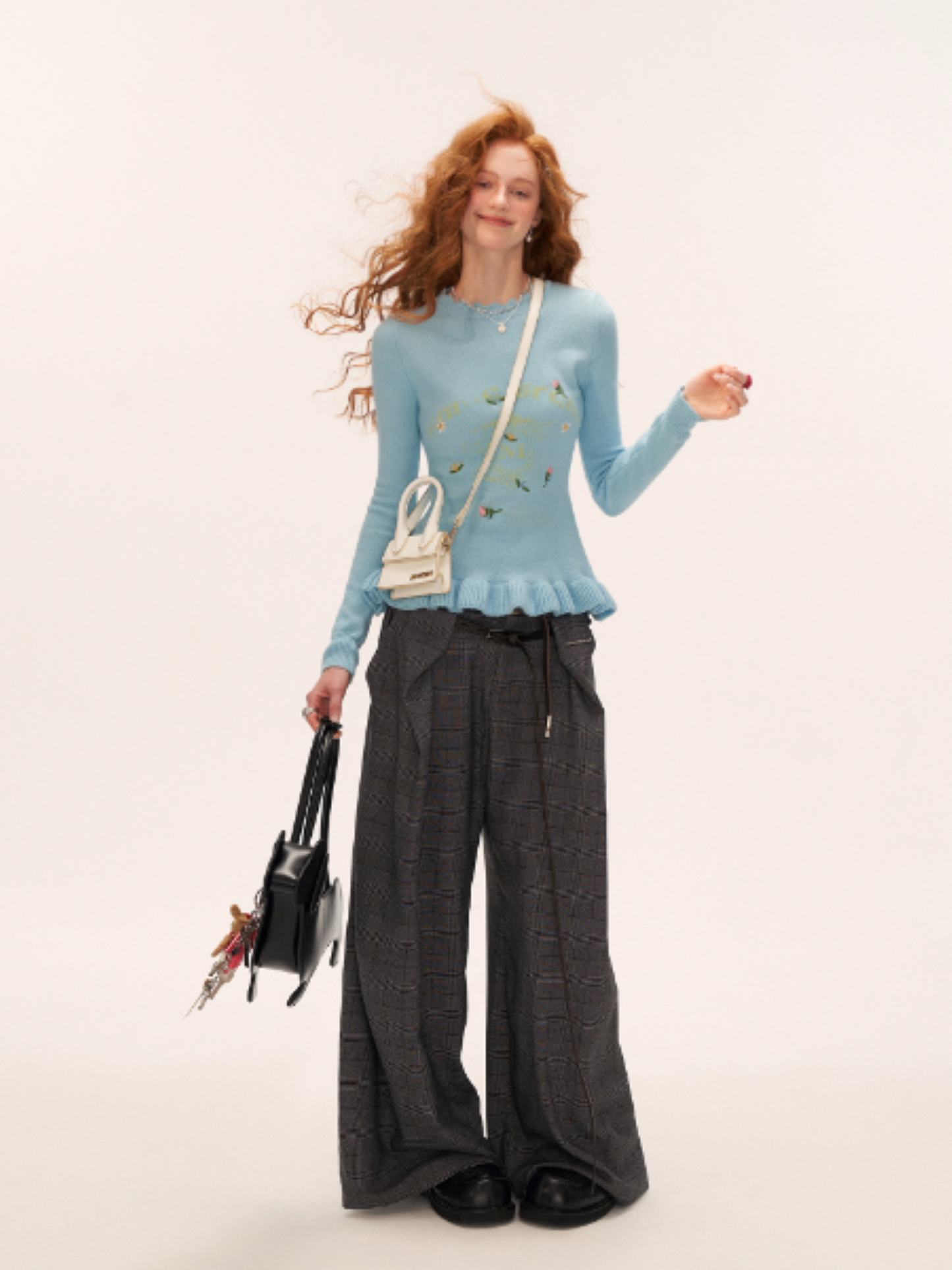 MAMC - Floral Embroidered Knit Sweater (Sky Blue)