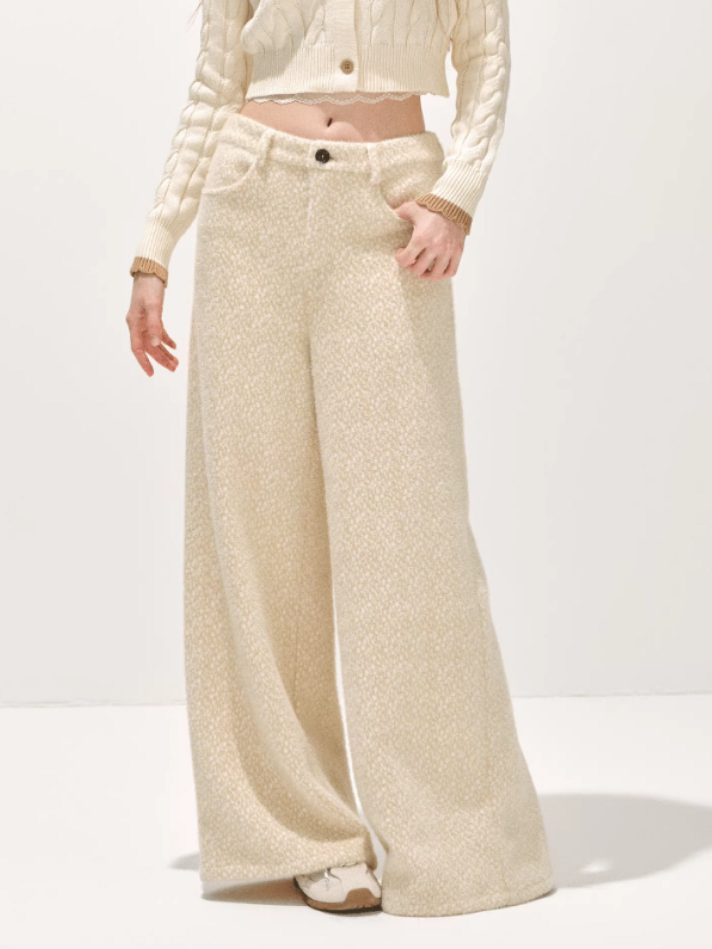 "冬迹序曲" Speckled Two-Tone Textured Winter Trousers (Beige)