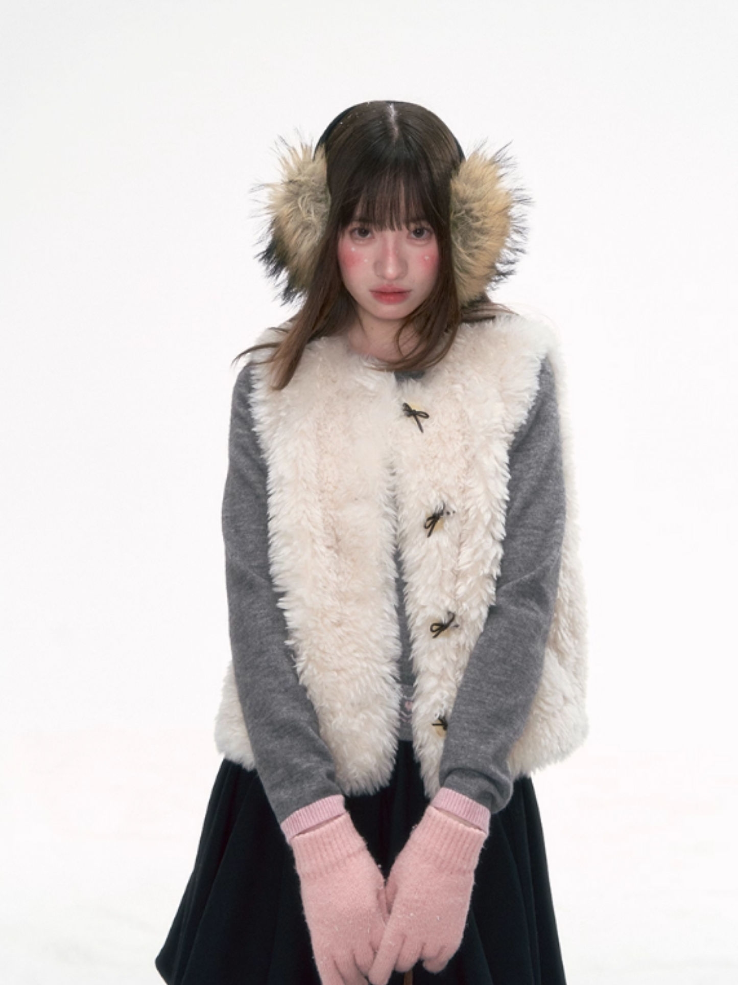 “Cloud Mousse” Soft Fuzzy Vest with Bow Detail LL2025276