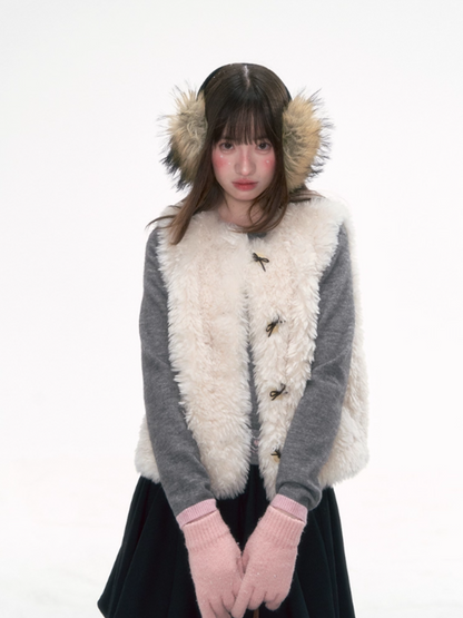 “Cloud Mousse” Soft Fuzzy Vest with Bow Detail LL2025276
