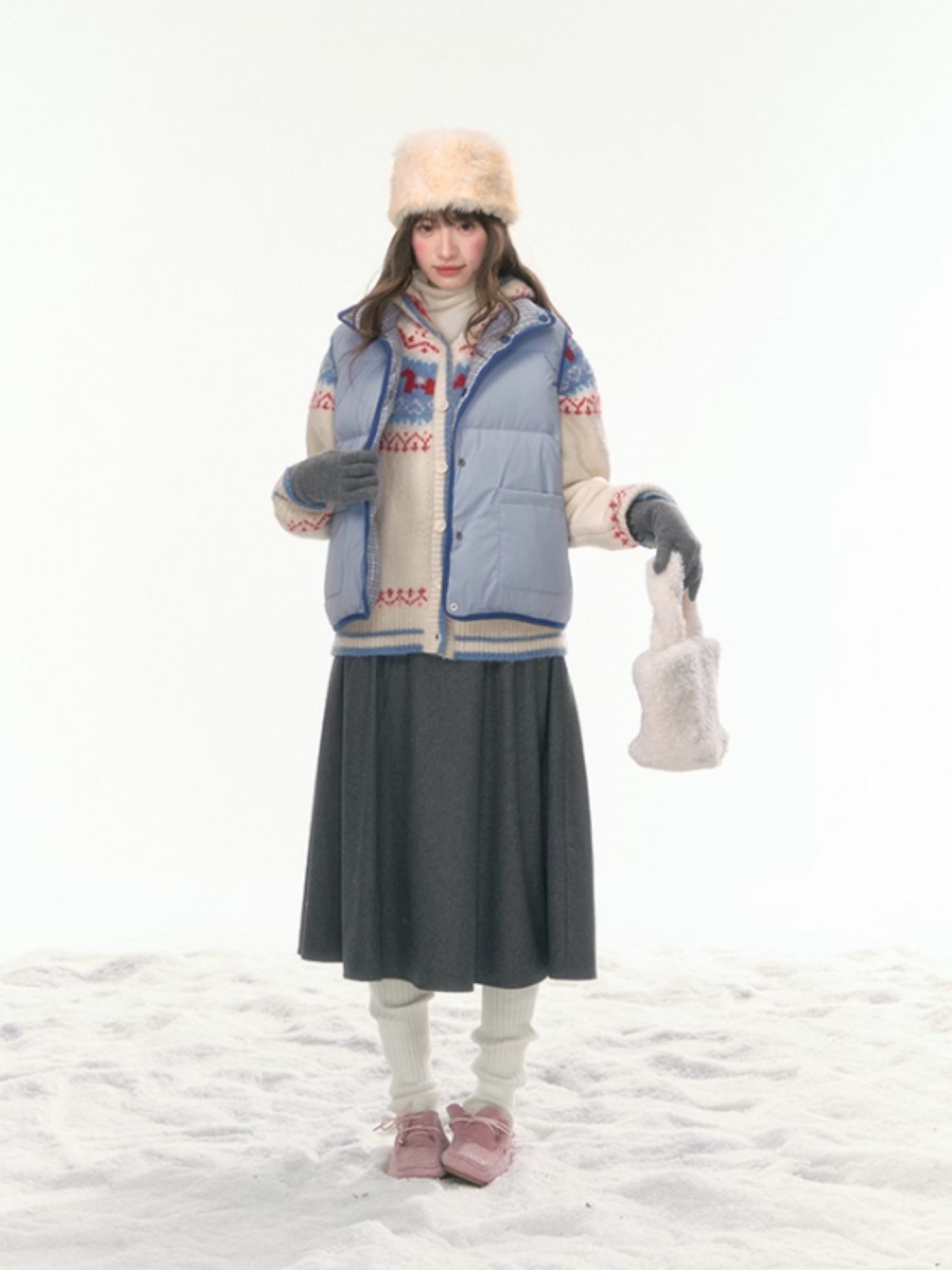 "Clear Sky Check Duo" Reversible Down Vest LL2025456