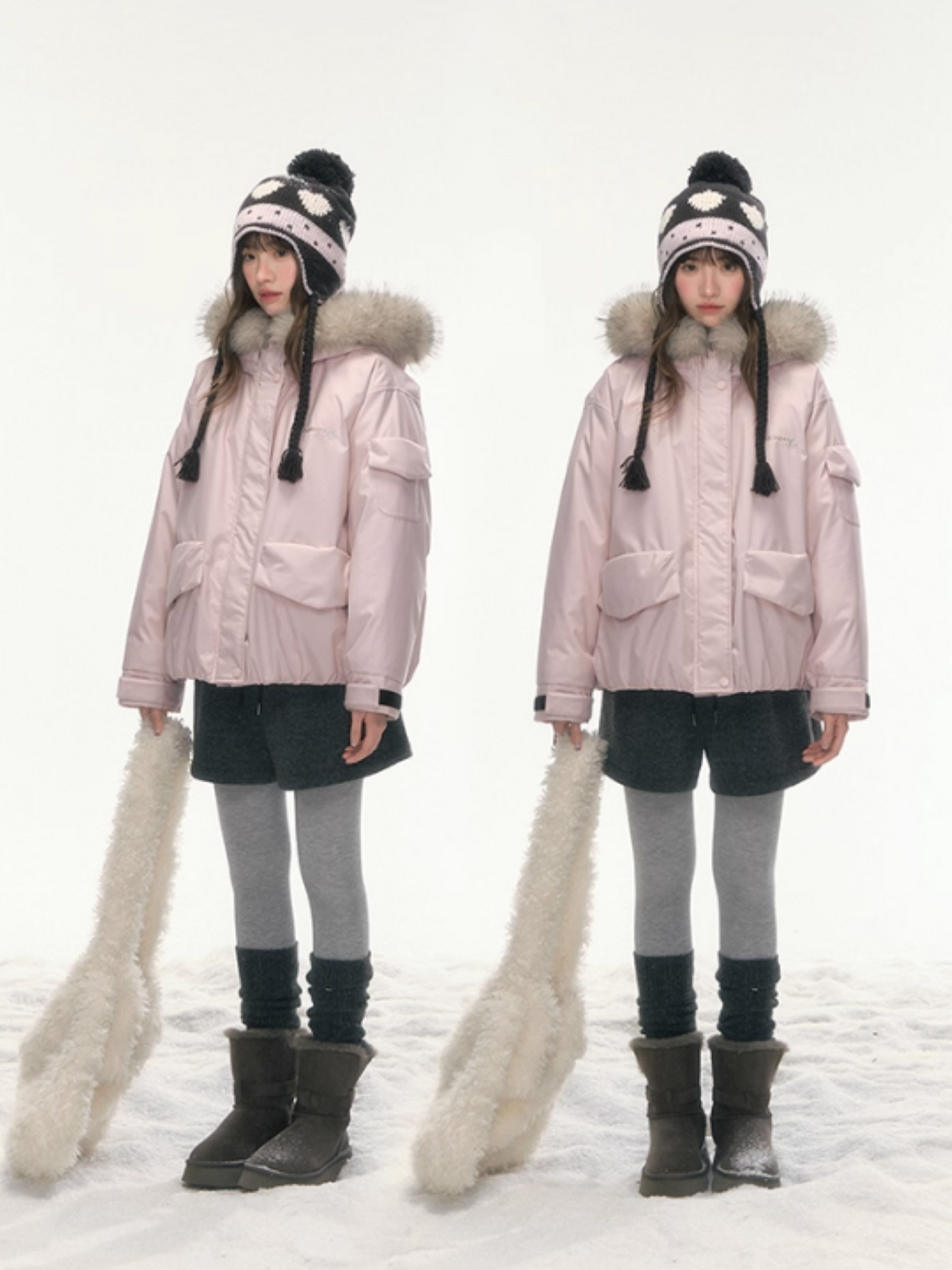 "Cloud Drift Guide" Cream Red Puff-Parka Down Coat LL2025441
