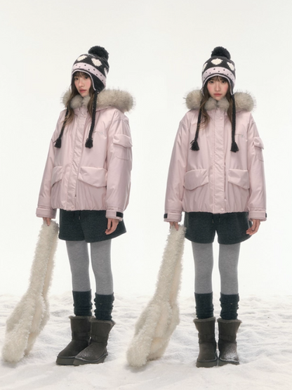 "Cloud Drift Guide" Cream Red Puff-Parka Down Coat LL2025441