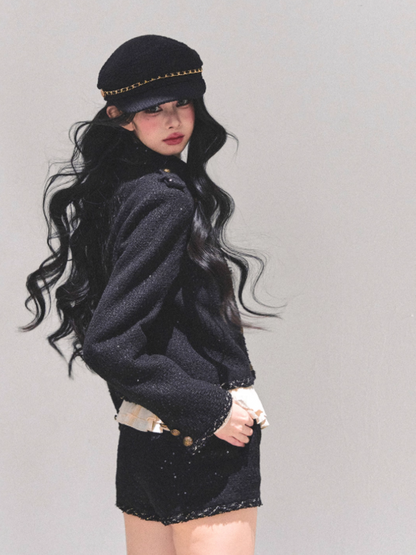 少也眼 “Midnight Allure” French Preppy 3-Piece Set