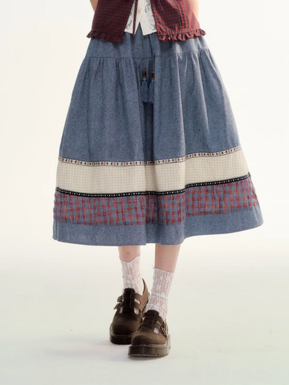 Boho Patchwork Tassel Maxi Skirt WW2026087