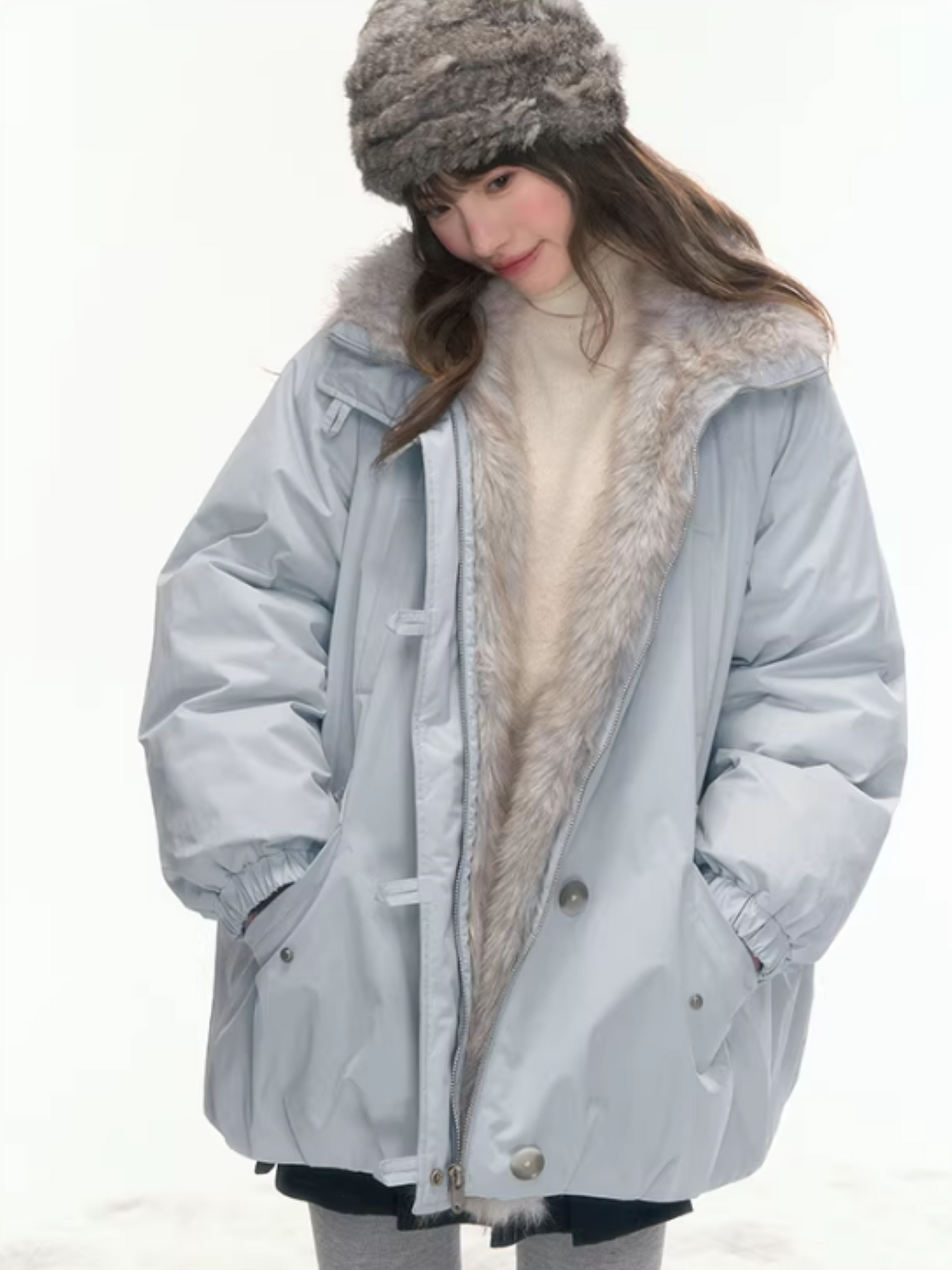"Soft Sky" Blue Snow Whisper Cocoon Parka Down Jacket LL2025442
