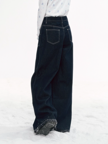 “Milk & Snowflake” Retro Wide-Leg Jeans PP2025288