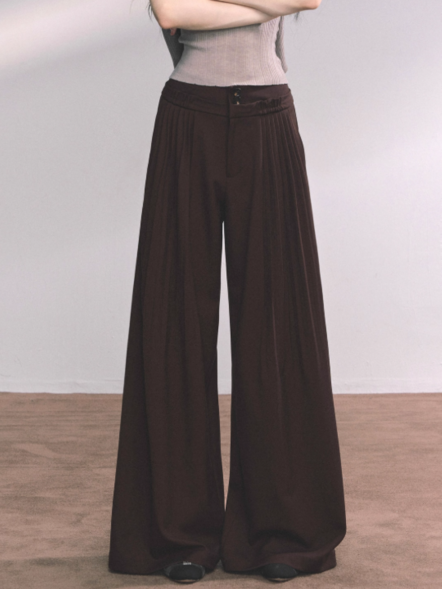 "垂感懒懒裤" American Relaxed Wide-Leg Trousers – Gray/ Coffee