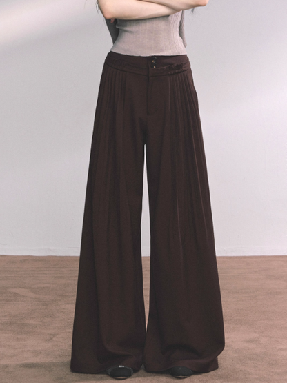 "垂感懒懒裤" American Relaxed Wide-Leg Trousers – Gray/ Coffee