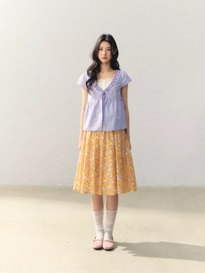 "Purple Haze Citrus" Lavender Plaid Blouse LL2026038