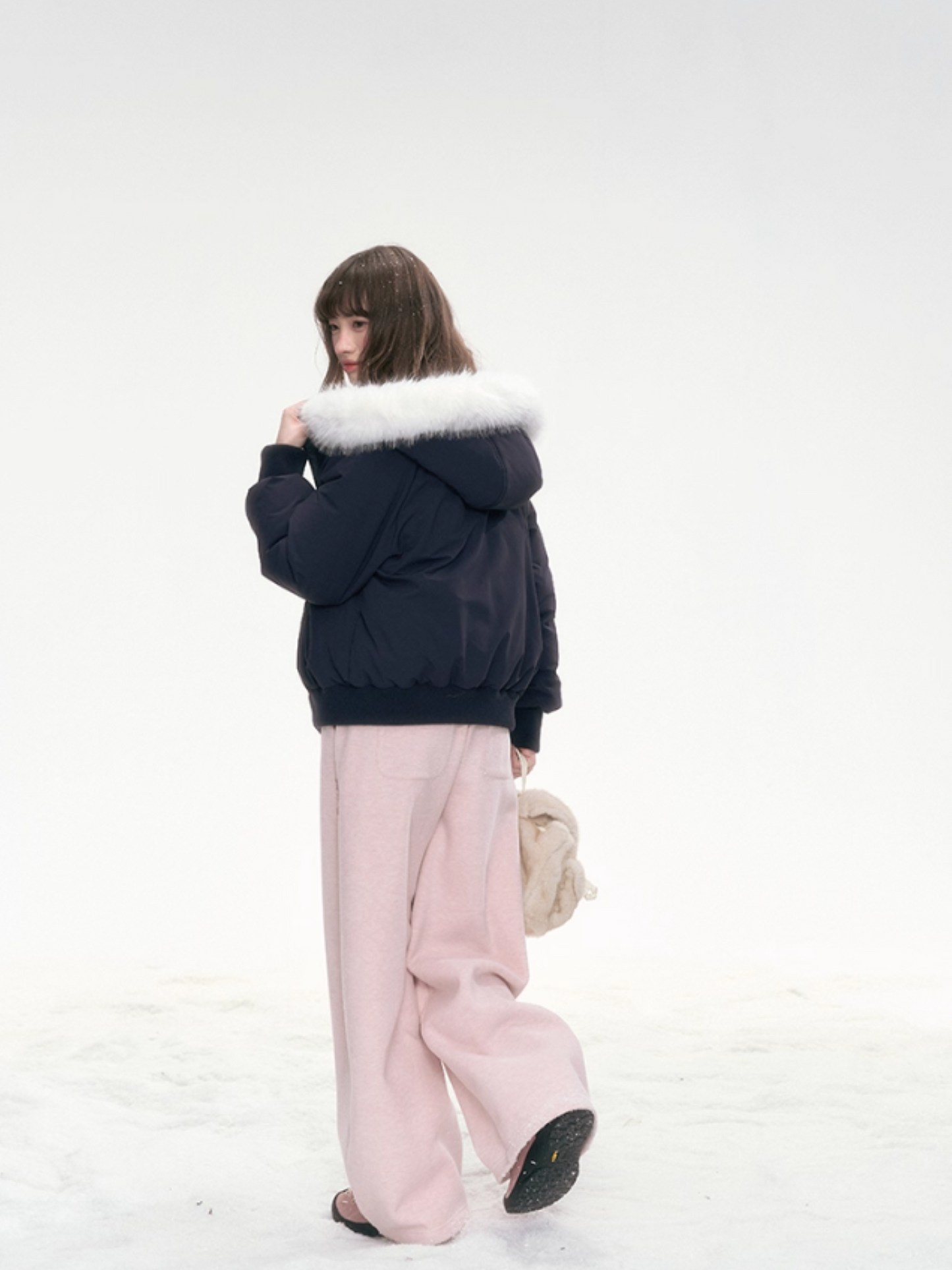 "Snow Velvet Sweetberry" Layered Down Jacket – Navy LL2025324