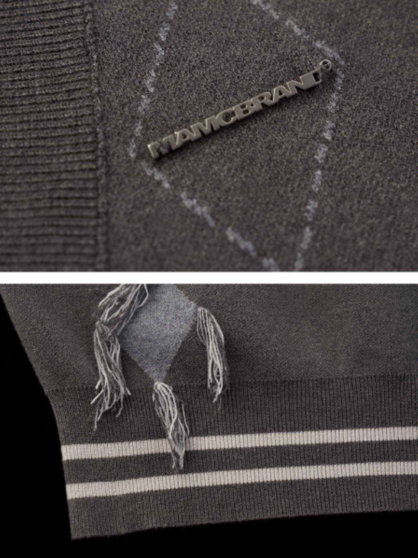 MAMC - V-Neck Preppy Gray Knit Vest WE807