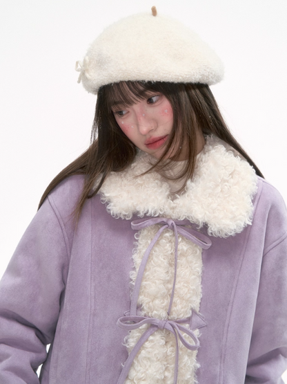 “Winter Love Island” Faux Suede Shearling Short Coat LL2025277