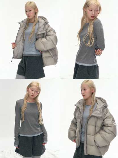 "Cream Cloud" Blue – Gray Colorblock Wool Knit Top LL2025471