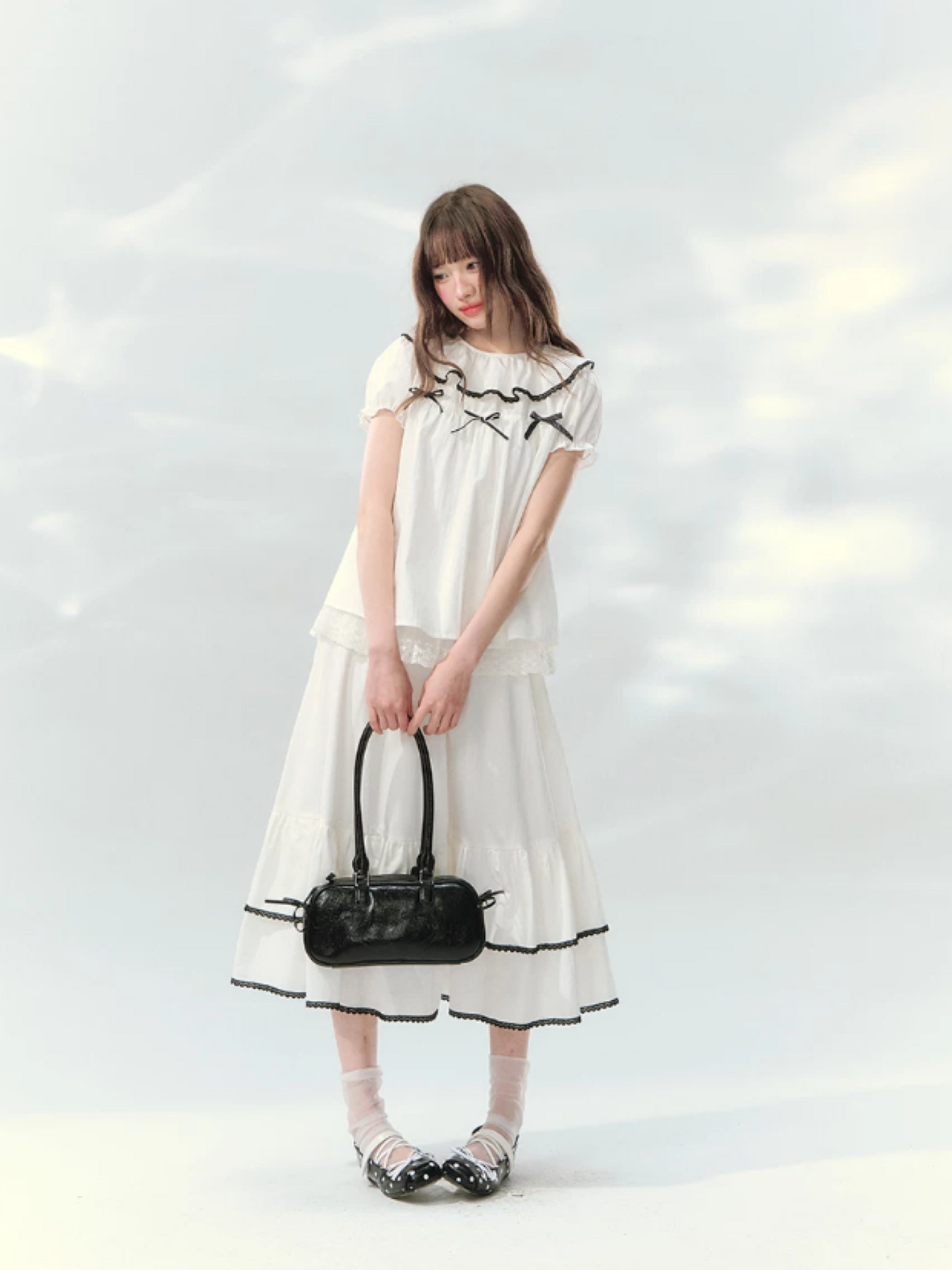 “Creamy Sweet Cocoa” Puff Sleeve Skirt Set SJ2026130