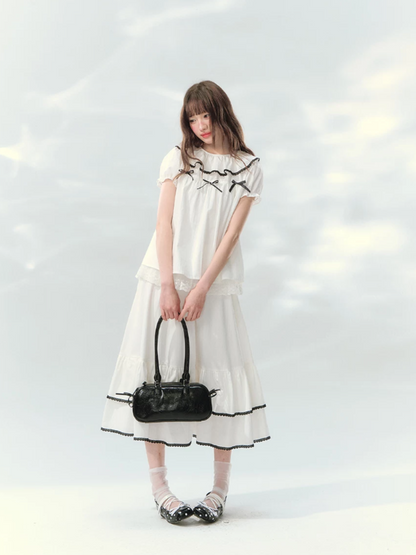 “Creamy Sweet Cocoa” Puff Sleeve Skirt Set SJ2026130