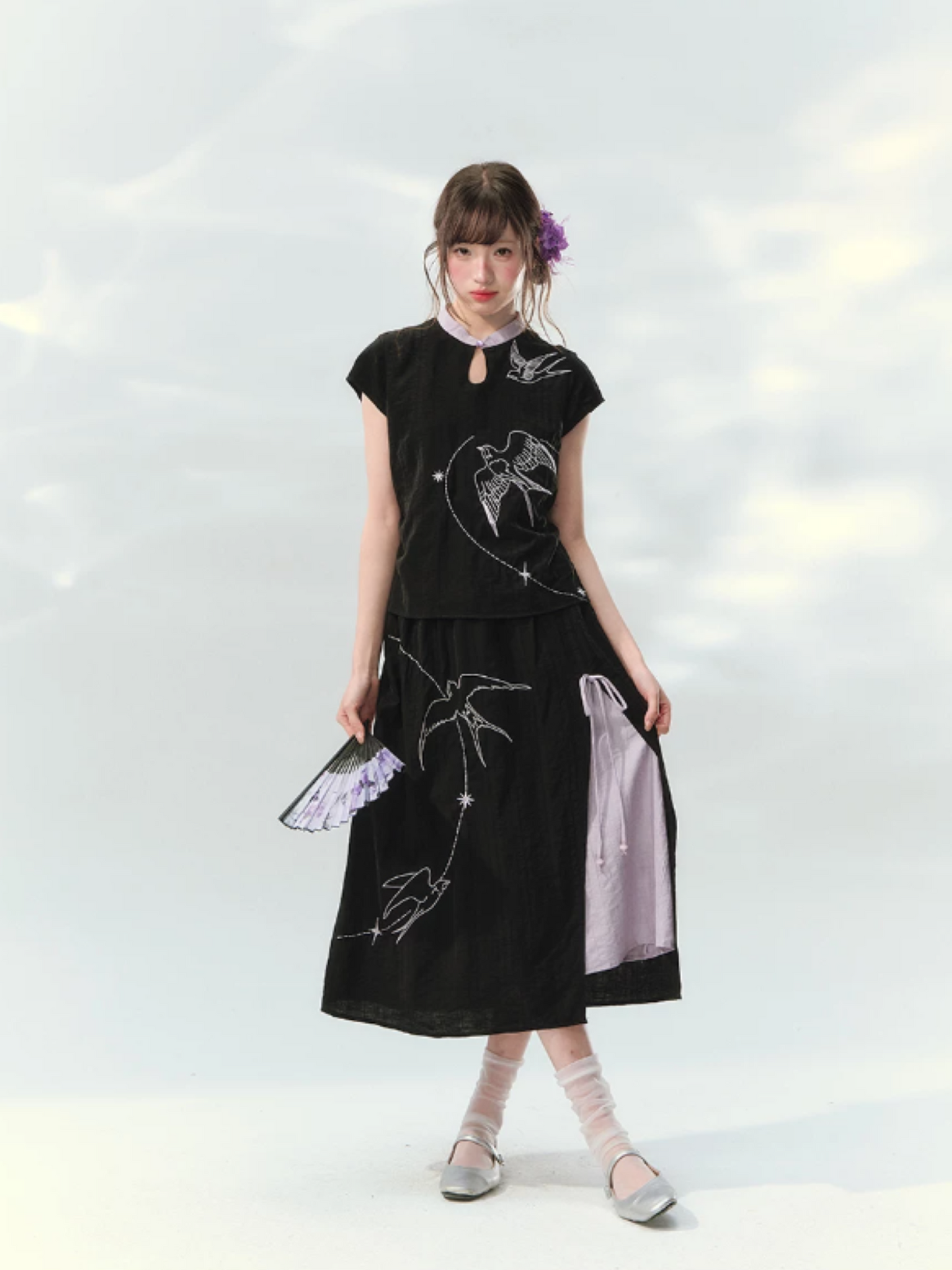 “Swallow Star Path” Modern Chinese Embroidered Skirt Set GZ2026167
