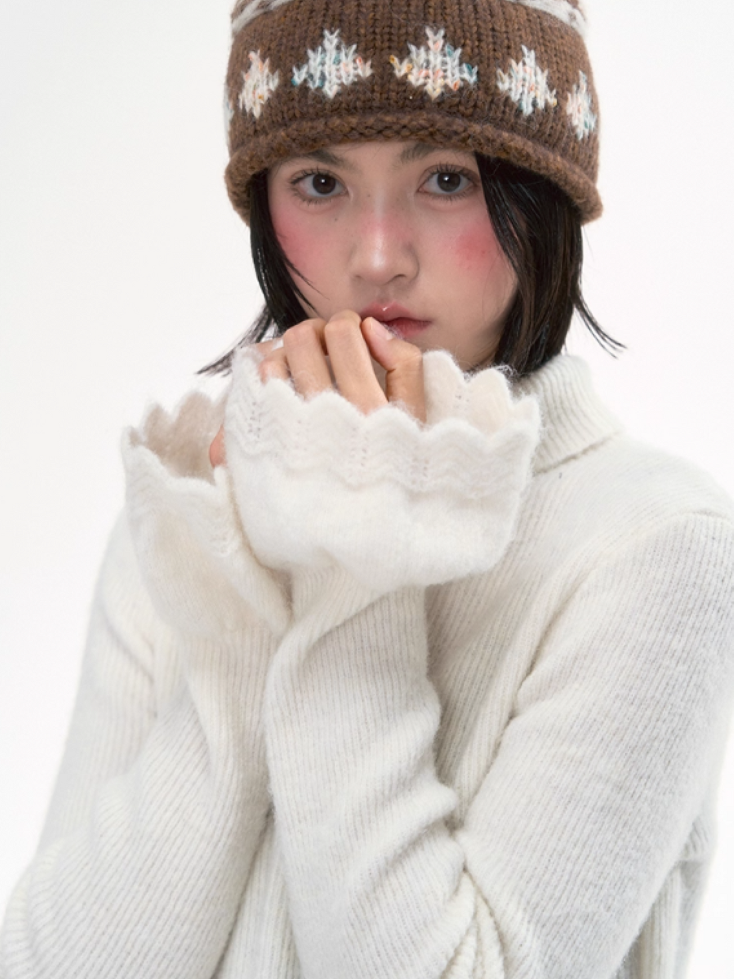 “Sweet Cloud Pleats” Soft Knit Turtleneck Top LL2025284