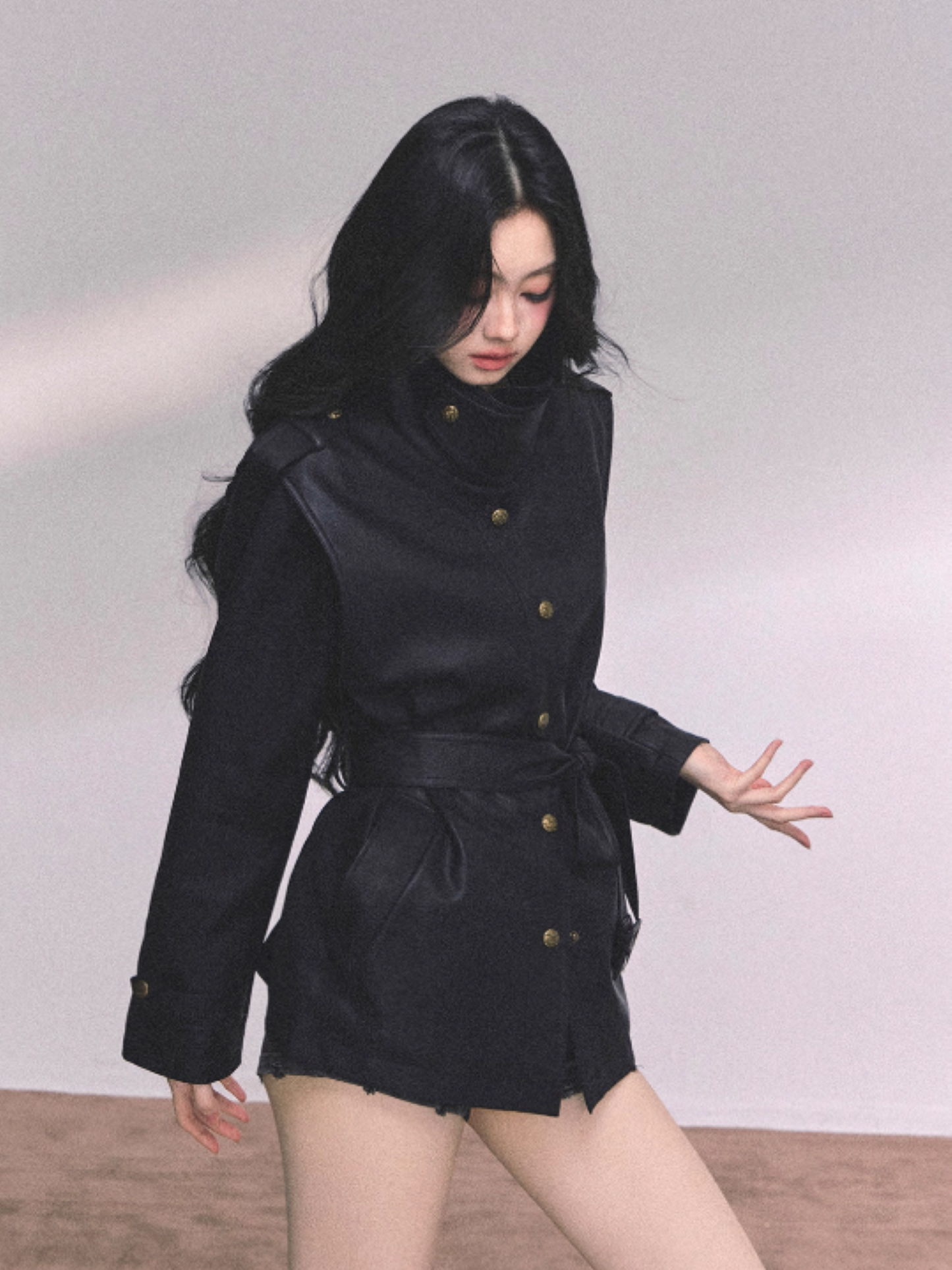 "英区时差" American Cool Girl PU Leather Jacket – Black/ Coffee
