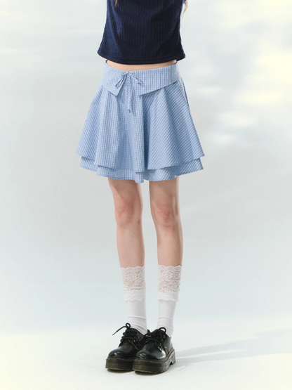 “Milk Candy Academy” Navy Plaid Collar Skirt Set LL2026147