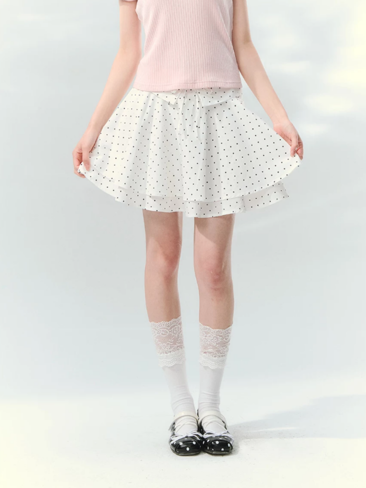 “Milk Candy Academy” Pink Polka Dot Collar Skirt Set LL2026148