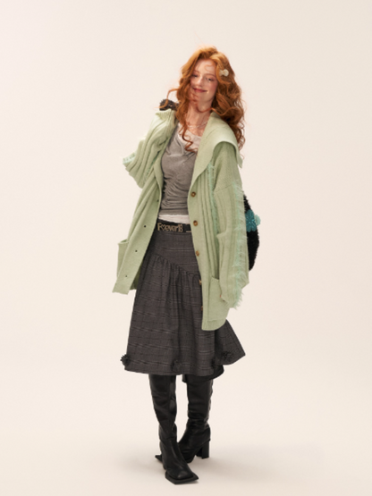 MAMC - Embellished Plaid Midi Skirt WE832