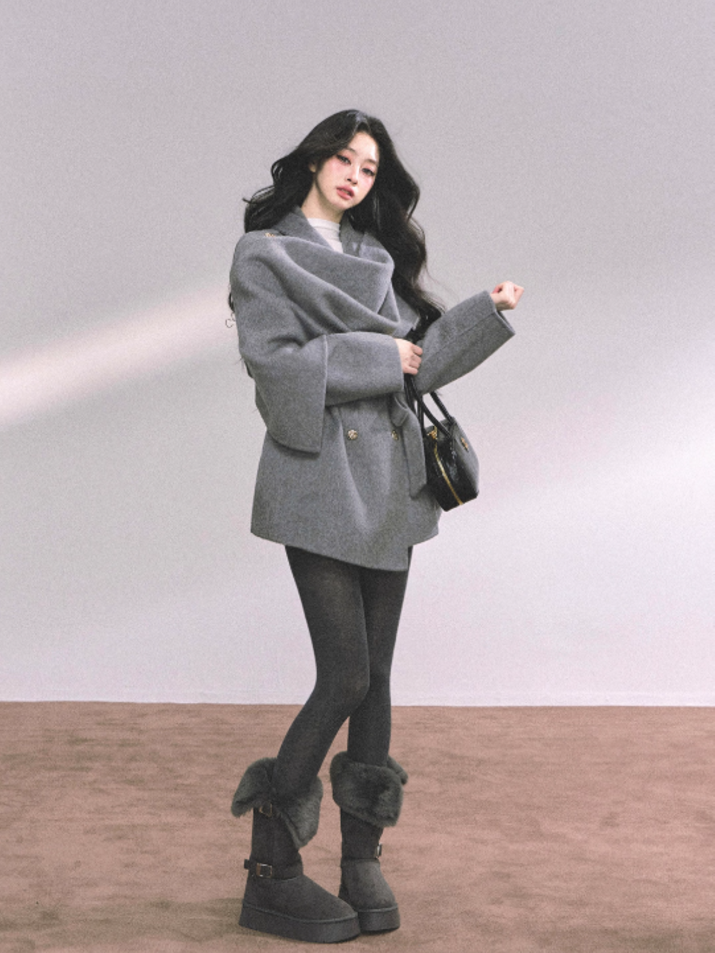 少也眼 “Winter Balcé Whisper” Wool Blend Overcoat - Gray 7886436