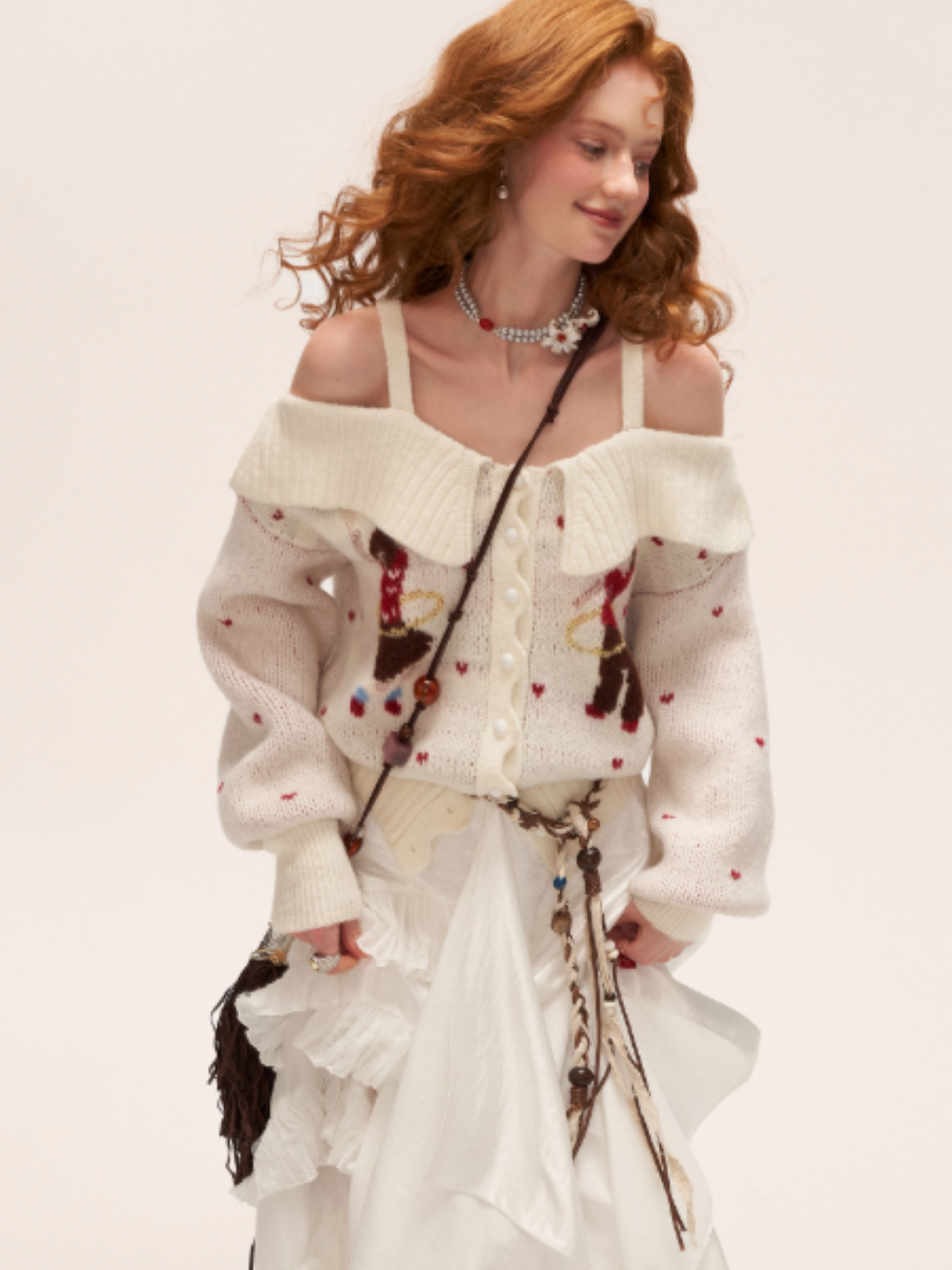 MAMC - Two-Way Hoop Neck Sweater Cardigan