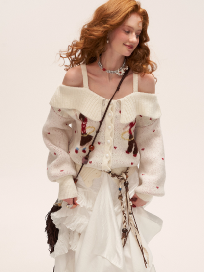 MAMC - Two-Way Hoop Neck Sweater Cardigan