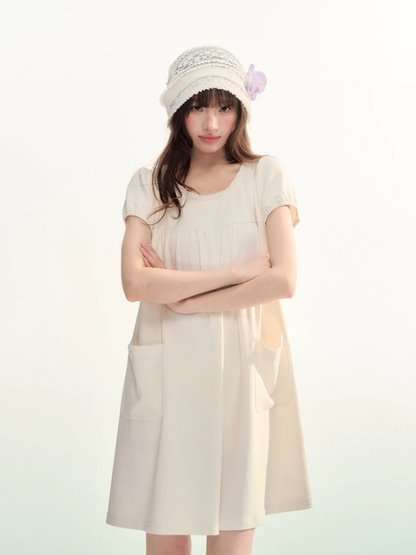 Milk Puff Lace Trim Babydoll Dress LL2026079