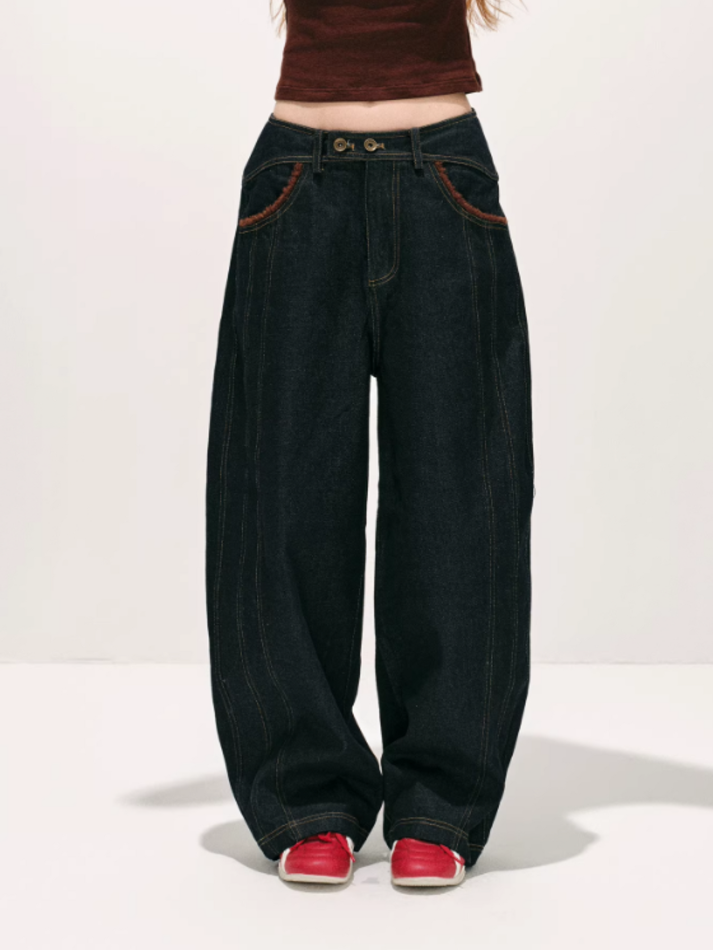 "荒野造势" Western-Inspired Suede-Panel Denim Jacket & Pants Set