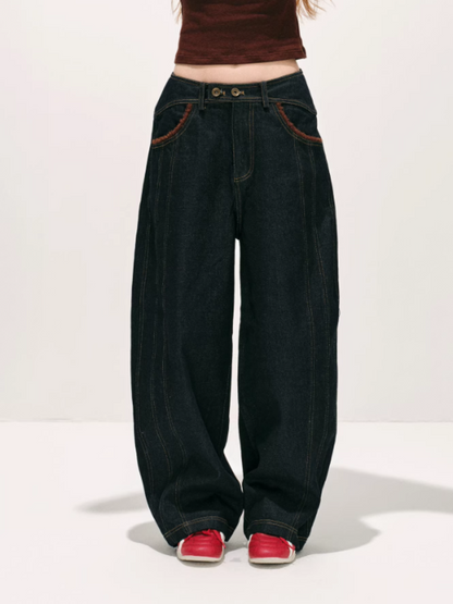 "荒野造势" Western-Inspired Suede-Panel Denim Jacket & Pants Set