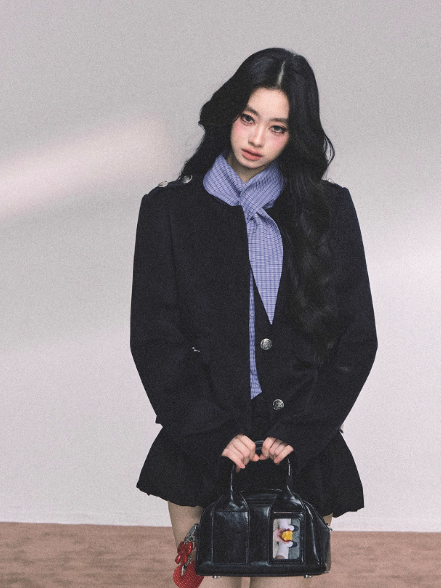 少也眼 French Casual Loose-Fit Blazer – Dark Navy