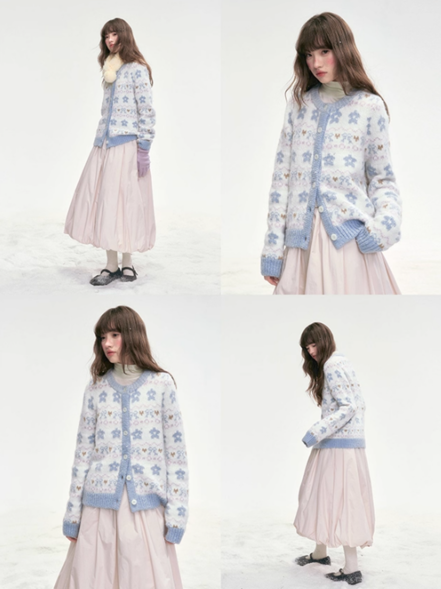 "Indigo Bloom" Retro Knit Cardigan LL2025306
