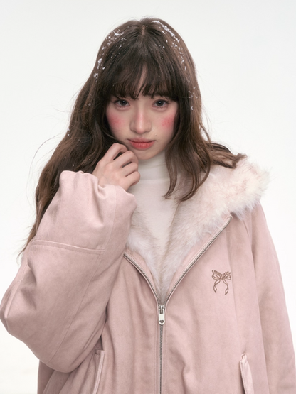 “Blushing Mist" Reversible Faux Fur Parka Jacket LL2025299