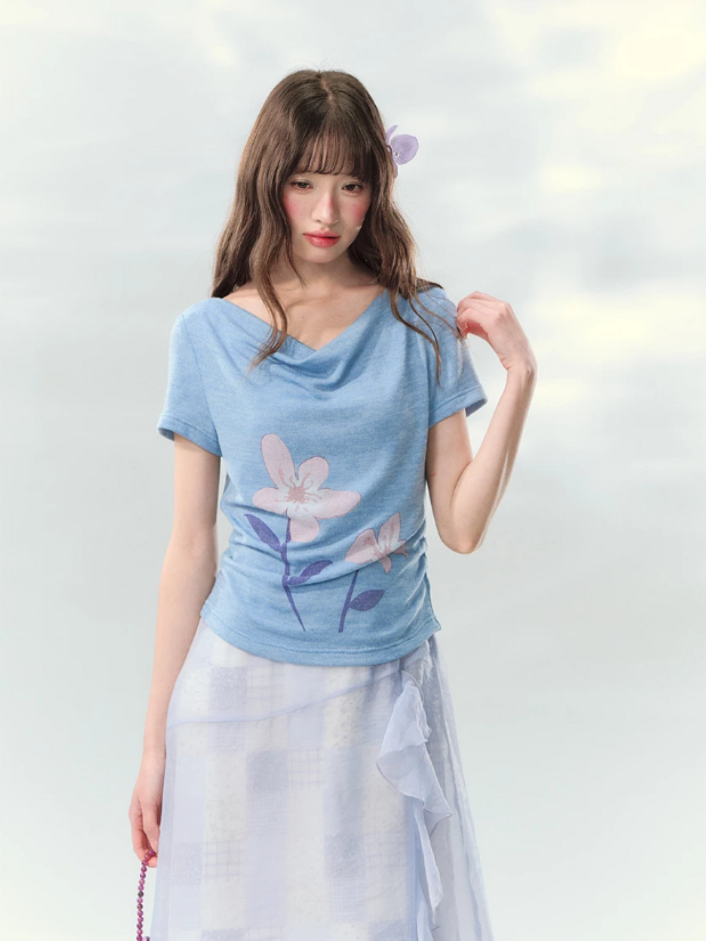 “Blossoms on Mallow” Lavender Patchwork Skirt Set WW2026082