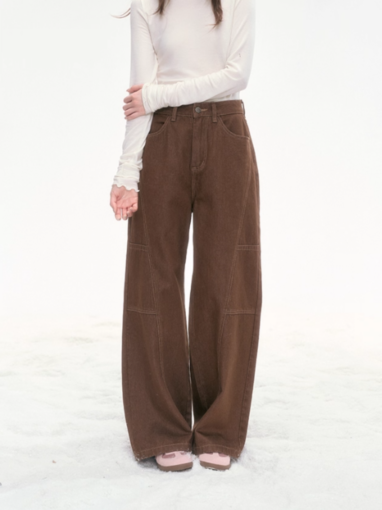 "Caramel Latte" Vintage Wide-Leg Pants – Brown LL2025313