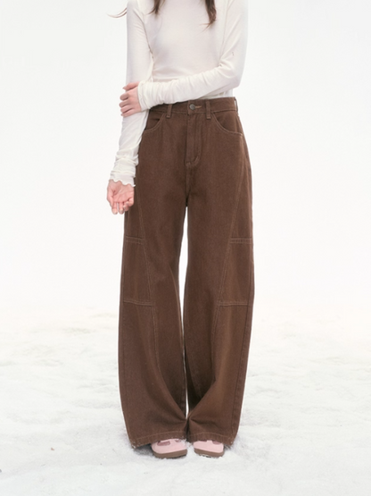 "Caramel Latte" Vintage Wide-Leg Pants – Brown LL2025313