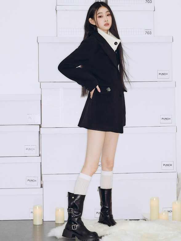 PCH - Faux Two-Piece Notched Lapel Woolen Blazer