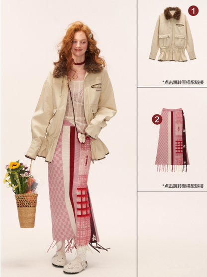 MAMC - Mohair Striped Hooded Sweater WE801