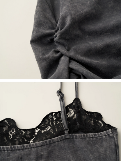 MAMC - Washed Gray Lace Slip Dress
