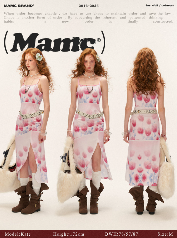 MAMC - Pink Tulip Mesh Slip Dress