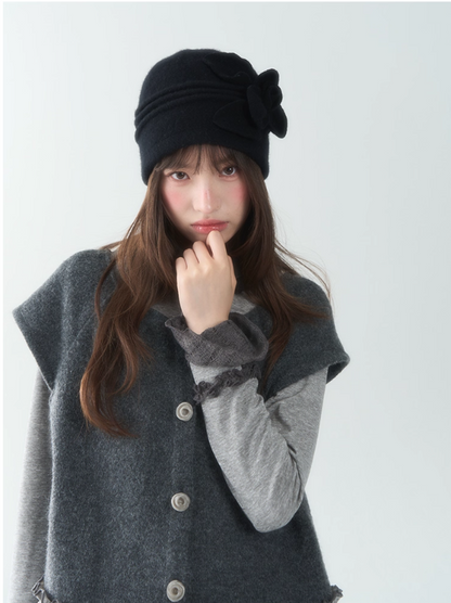 罐头士多所 - Soft Wave Contrast Color Ruffle Edge Knit Cardigan