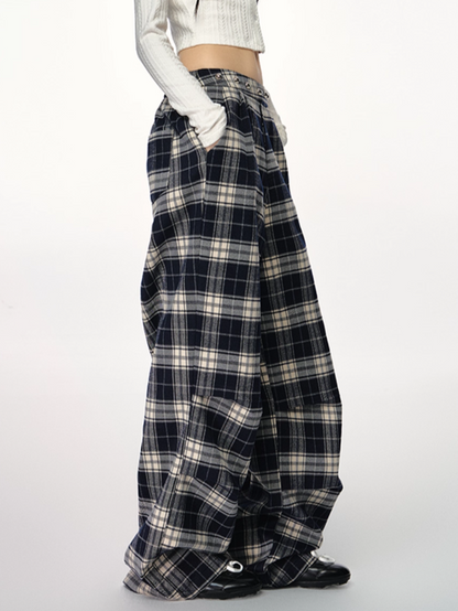 PCH - Black & White Plaid Wide-Leg Pants