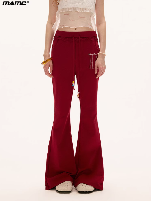 MAMC - Low-Waist Drawstring Flared Pants – American Retro Style