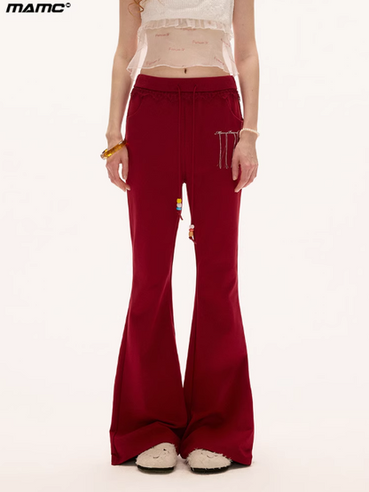 MAMC - Low-Waist Drawstring Flared Pants – American Retro Style